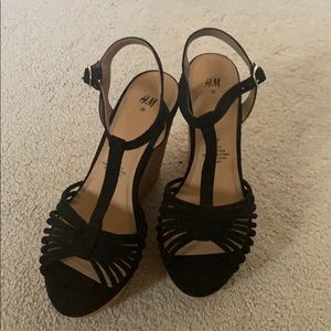 H&M black wedges size 7